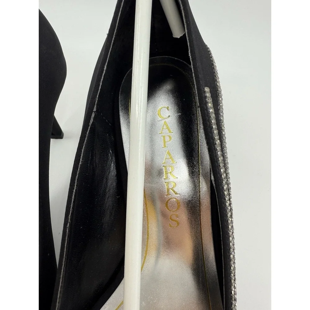 Caparros Shoes Ladies Dress Shoes‎ Black Rhinestone Faille Platforms Sz 8.5 NIB